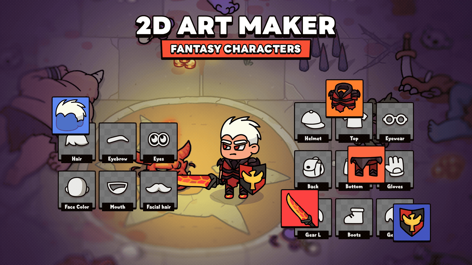 Fantasy character 2D art created with LAYERLAB Shop's 2D Art Maker, featuring vibrant colors and detailed design.