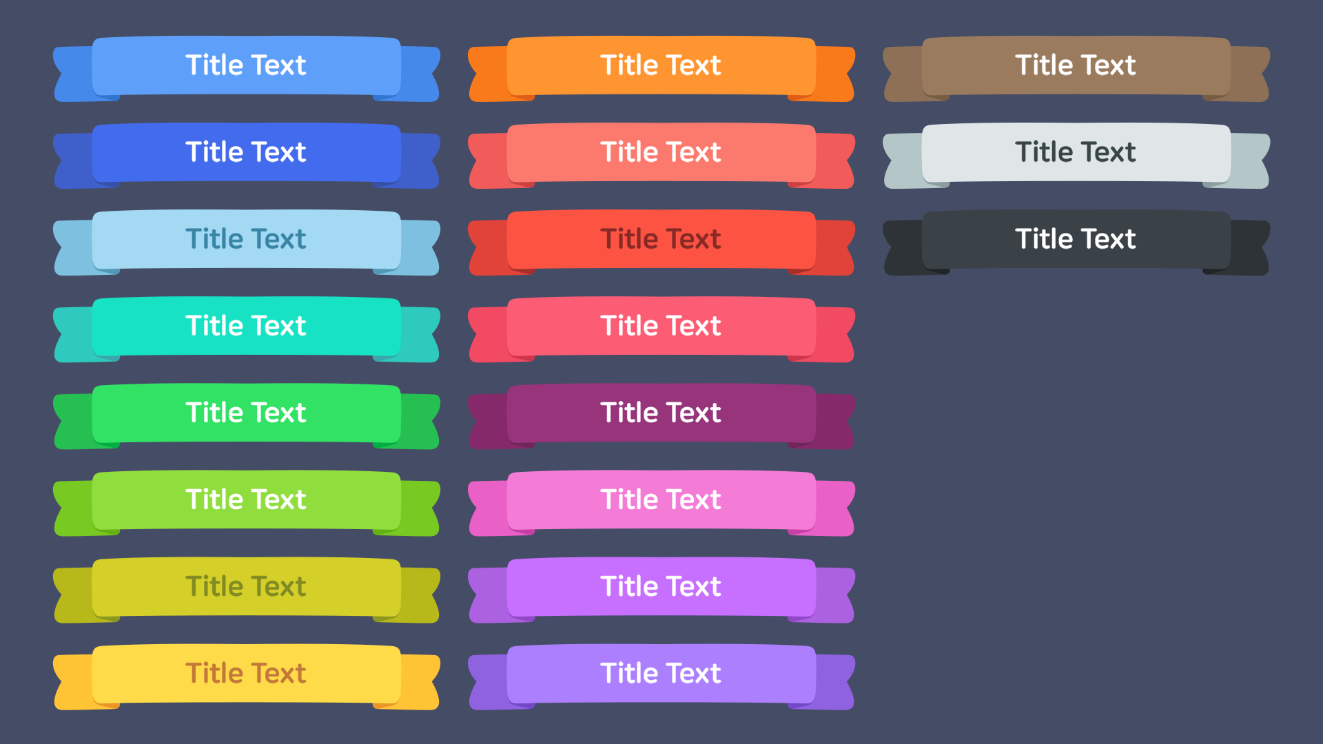 Colorful ribbon title banners in multiple color themes for user interface design in casual life or social games, Layerlab, store.layerlab