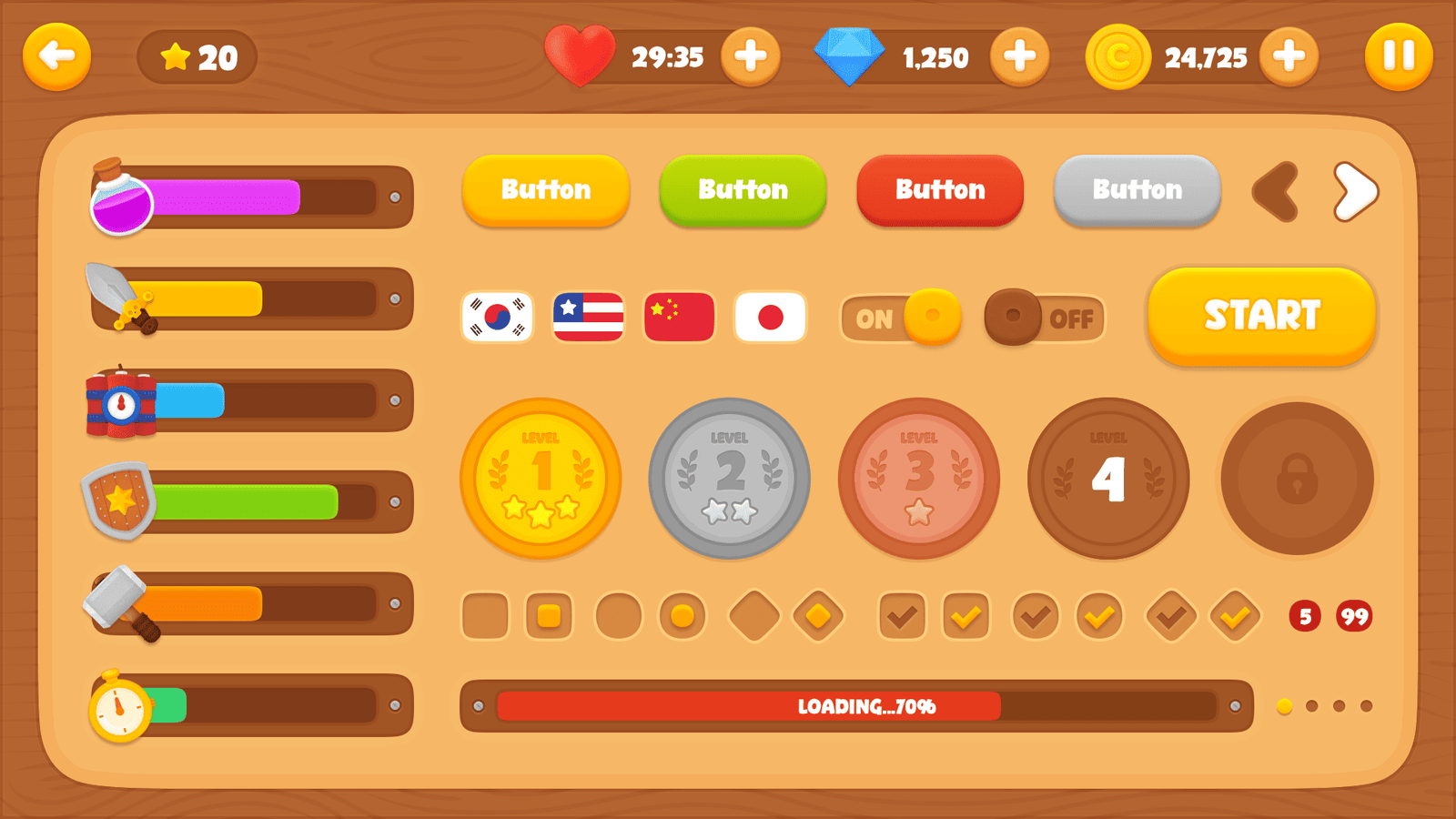 LayerLab Shop GUI wooden interface design, showing natural wood texture and interface elements on a digital screen.