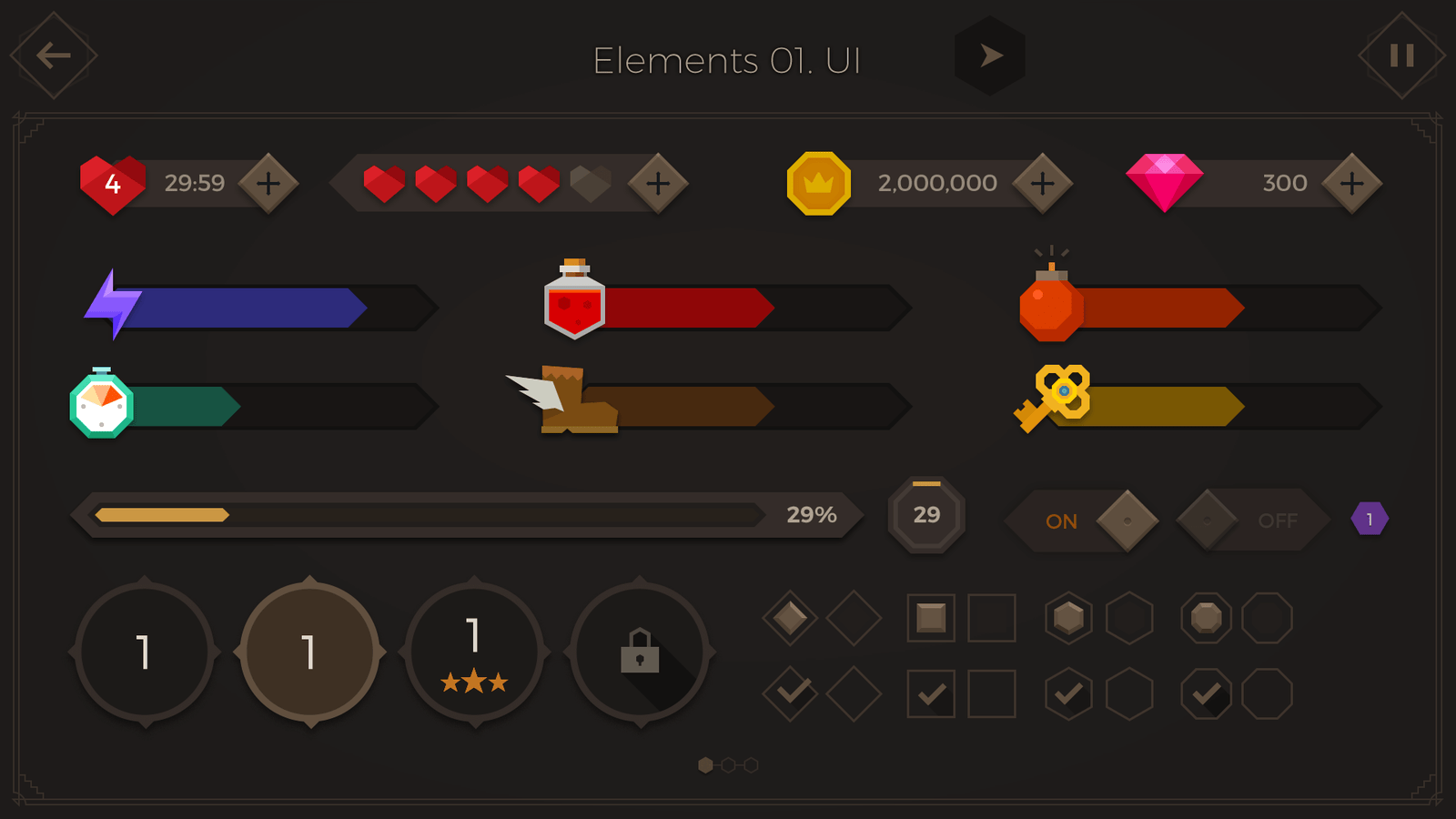Dark Geo interface element by LAYERLAB Shop featuring a geometric dark-themed design with intricate patterns and textures.