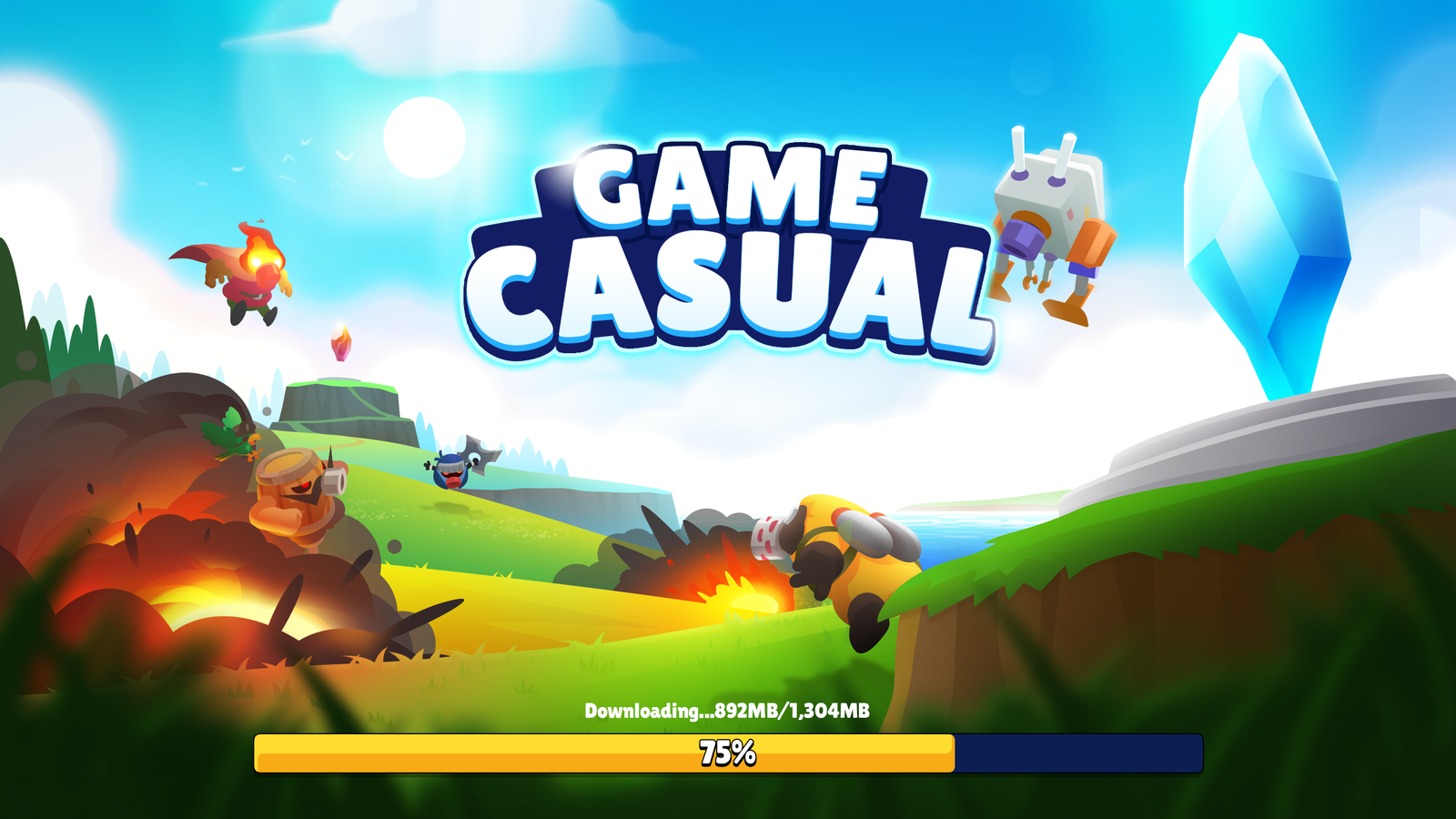 GUI Pro casual game interface loading bar with title text in a modern design, created by 내 스토어 for game development.