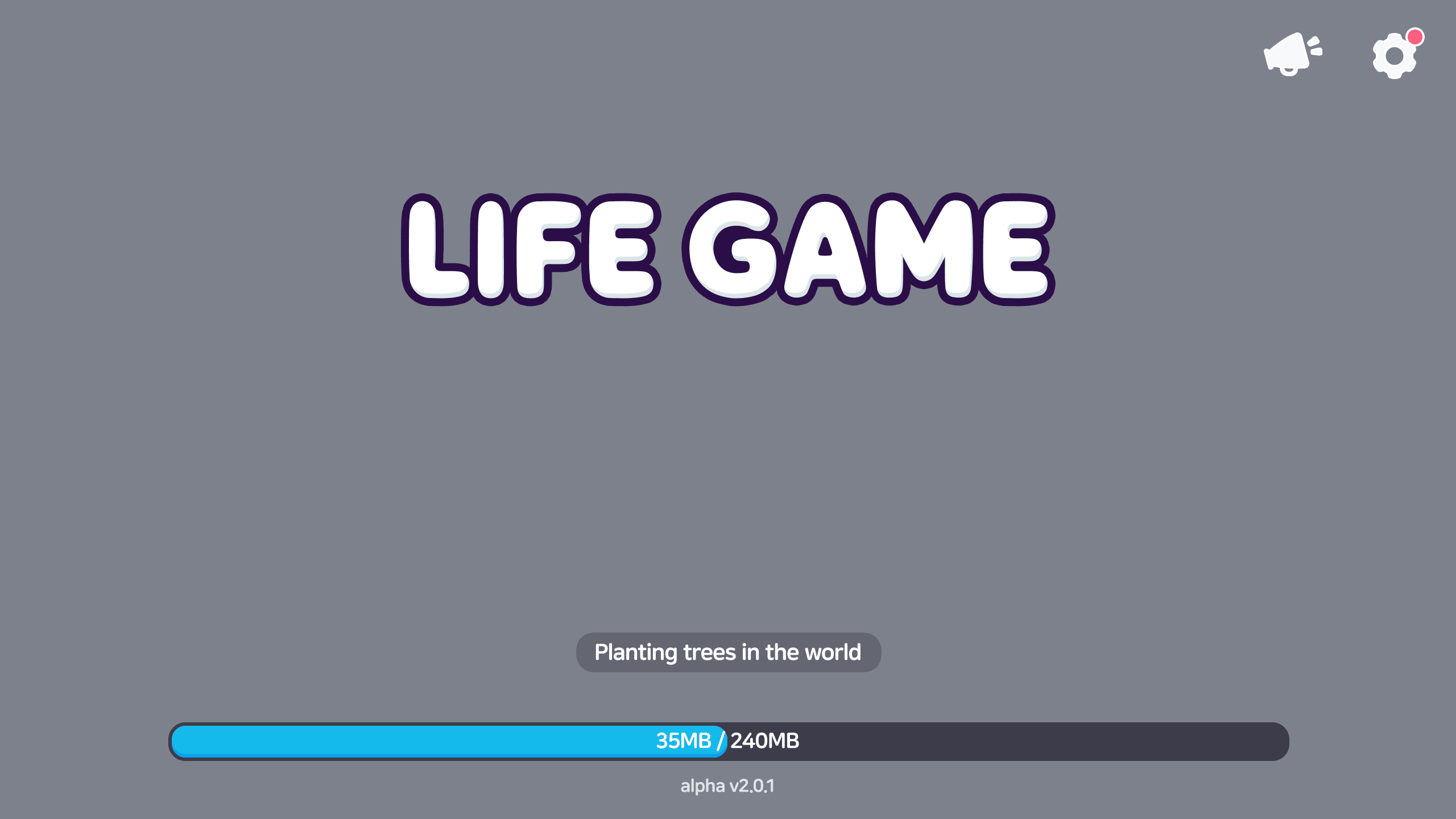 Life Game title loading screen with progress bar and version text for casual simulation game, Layerlab, store.layerlab