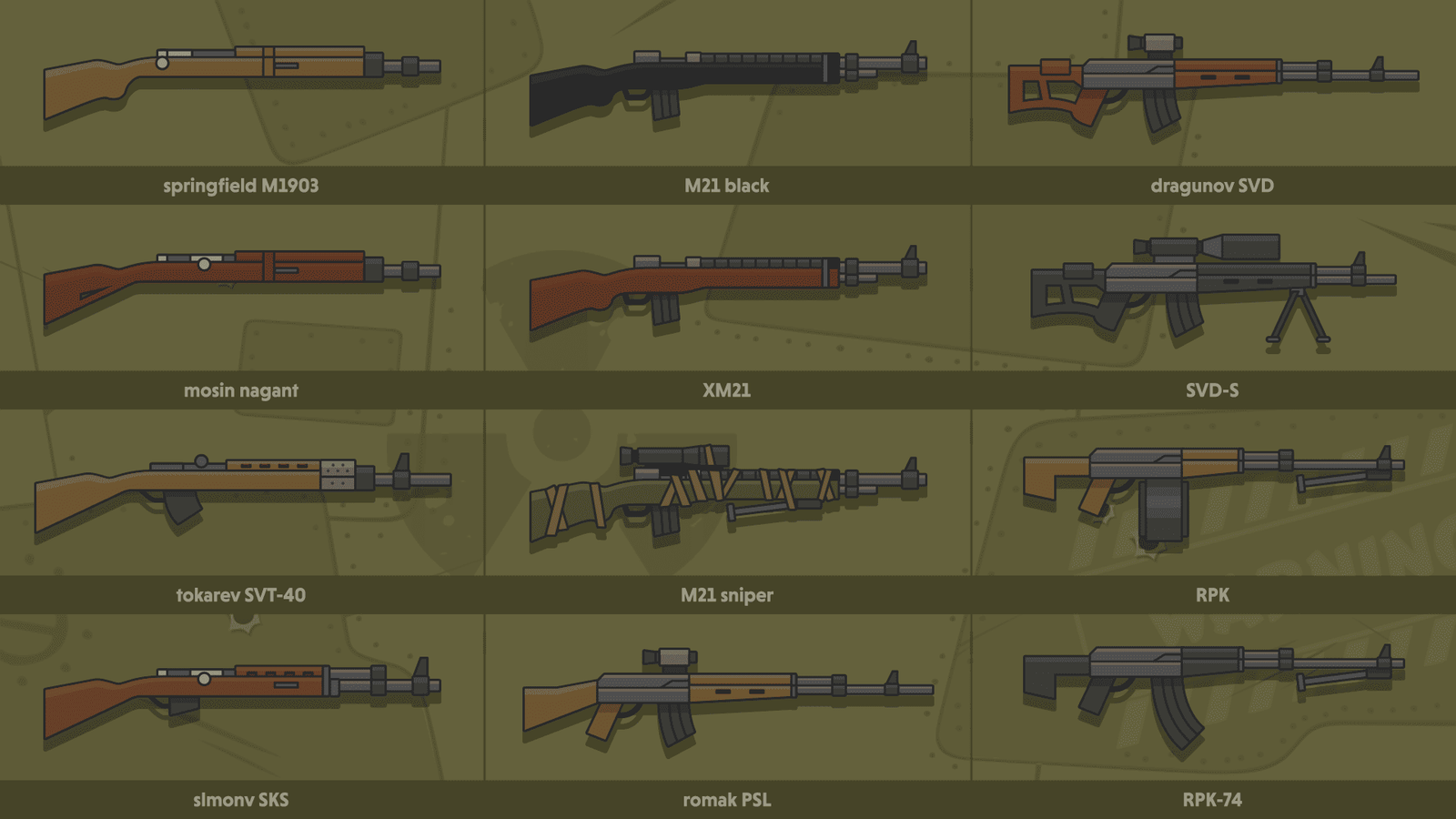 2D military icons set by LAYERLAB Shop, featuring various military equipment and symbols in a clean, graphic style.