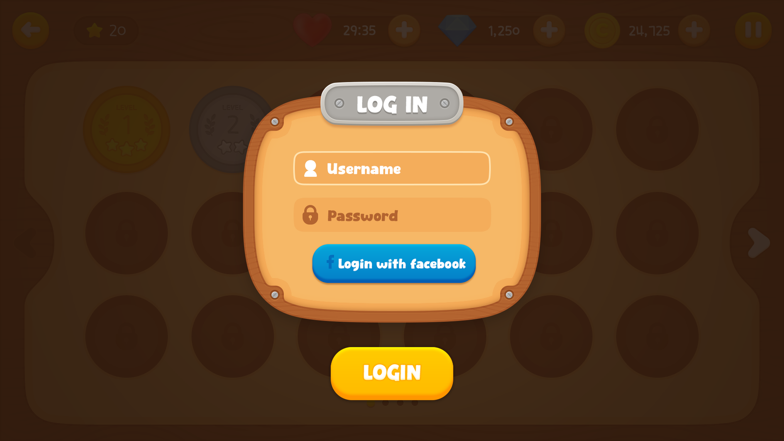 LayerLab Shop GUI wooden interface login screen with natural wood background and modern digital login elements.