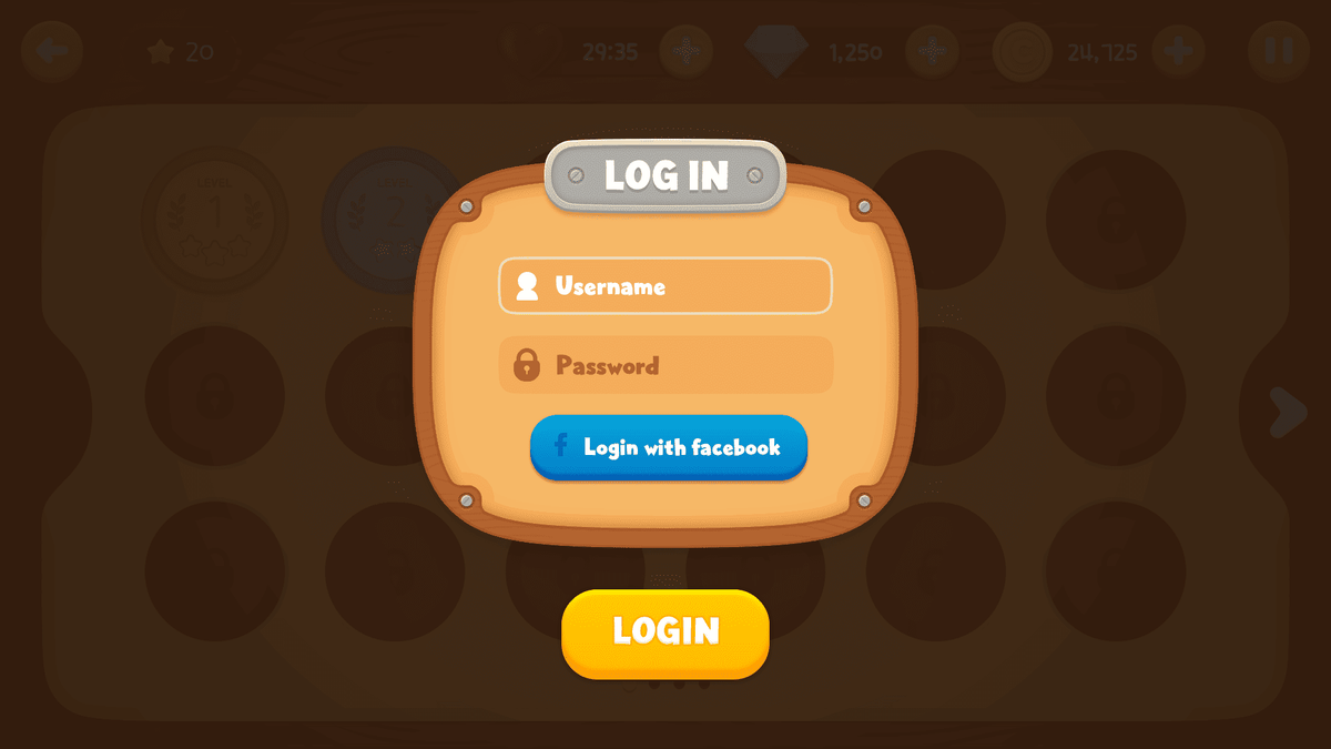 LayerLab Shop GUI wooden interface login screen with natural wood background and modern digital login elements.