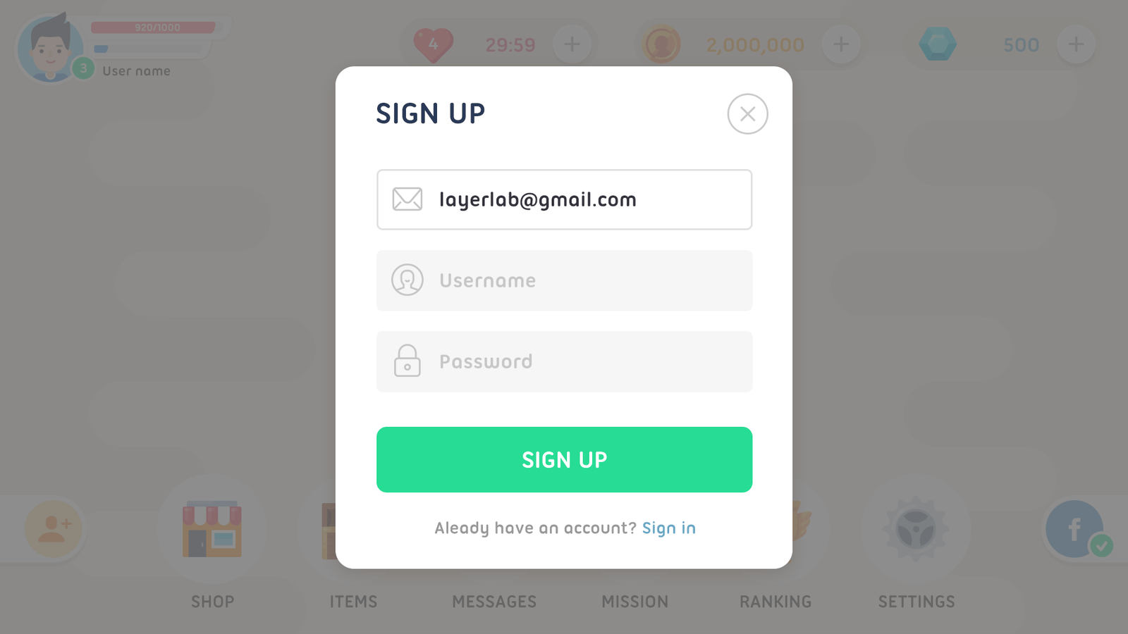 LAYERLAB Shop GUI Mono Round interface sign with clean circular design and modern typography.