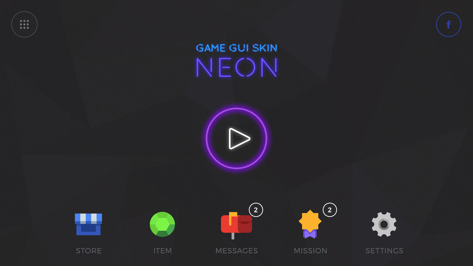 Neon-themed GUI interface by LAYERLAB Shop with vibrant colors and modern digital design elements.