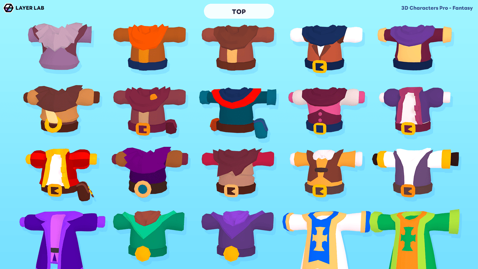 3D fantasy character model from LAYERLAB Shop's 3D Characters Pro collection, showcasing intricate design and vibrant colors.