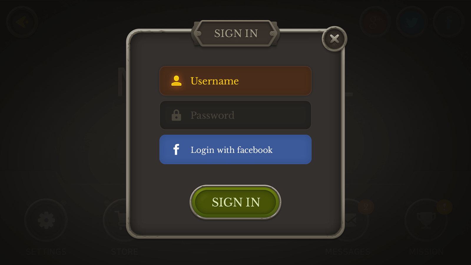 LayerLab Shop GUI matt metal interface login screen showing sleek metallic design and user login fields.