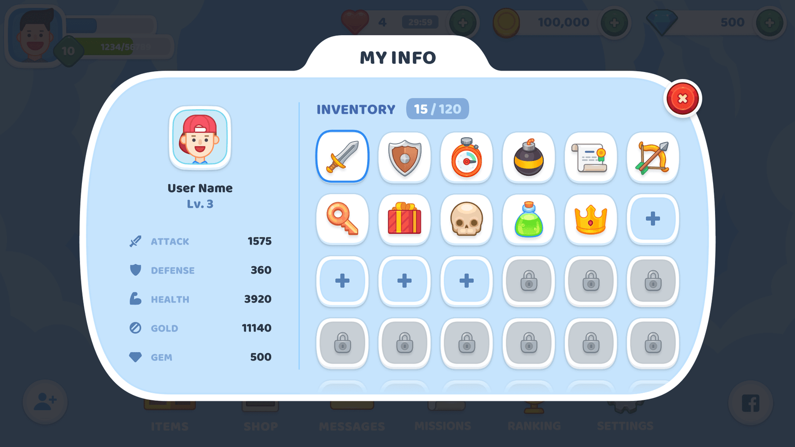 LAYERLAB Shop BlueSky interface screenshot showing user profile and information page with menu options and design elements.