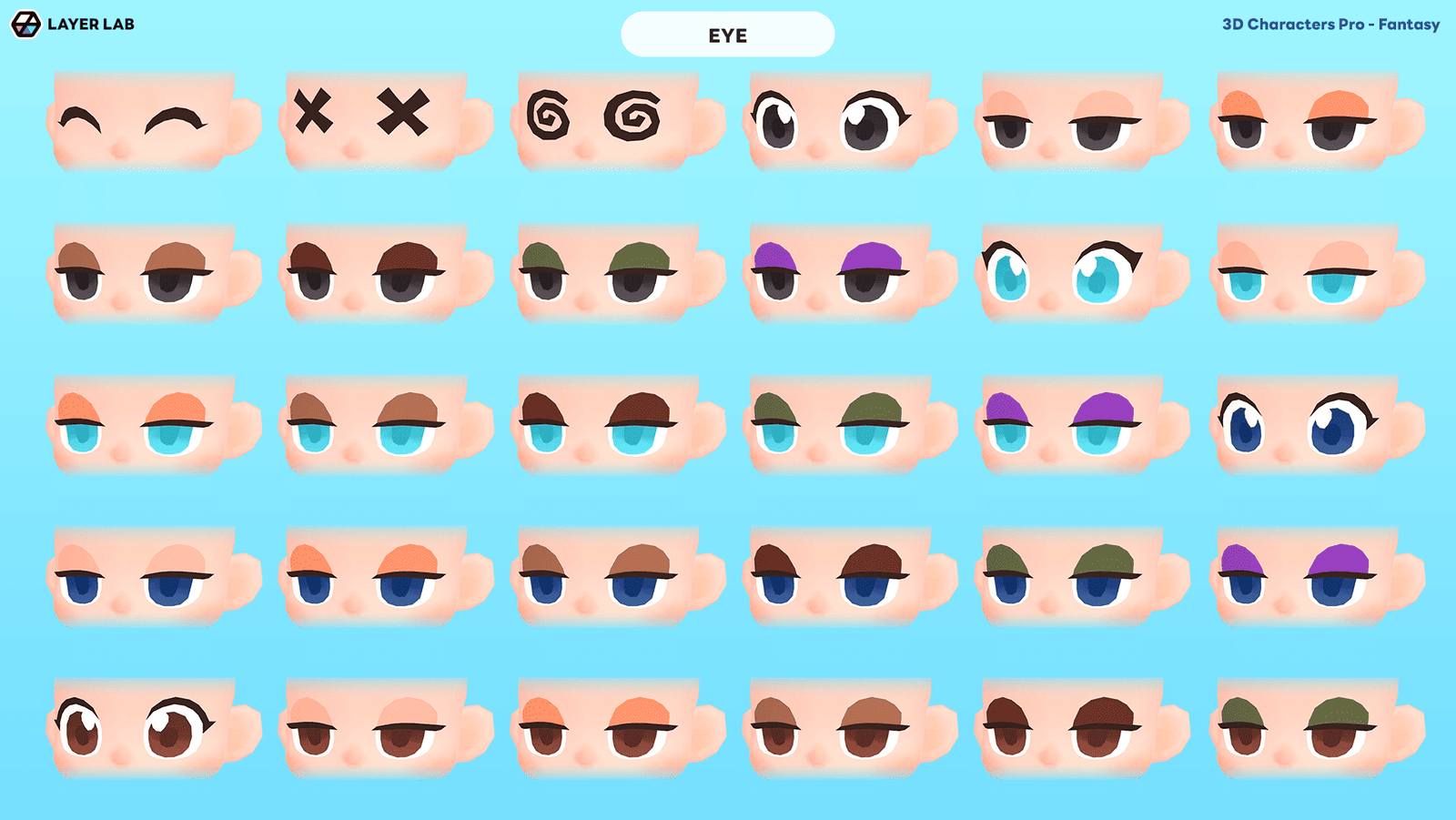 Close-up of a detailed fantasy 3D character eye from LAYERLAB Shop's 3D Characters Pro - Fantasy collection.