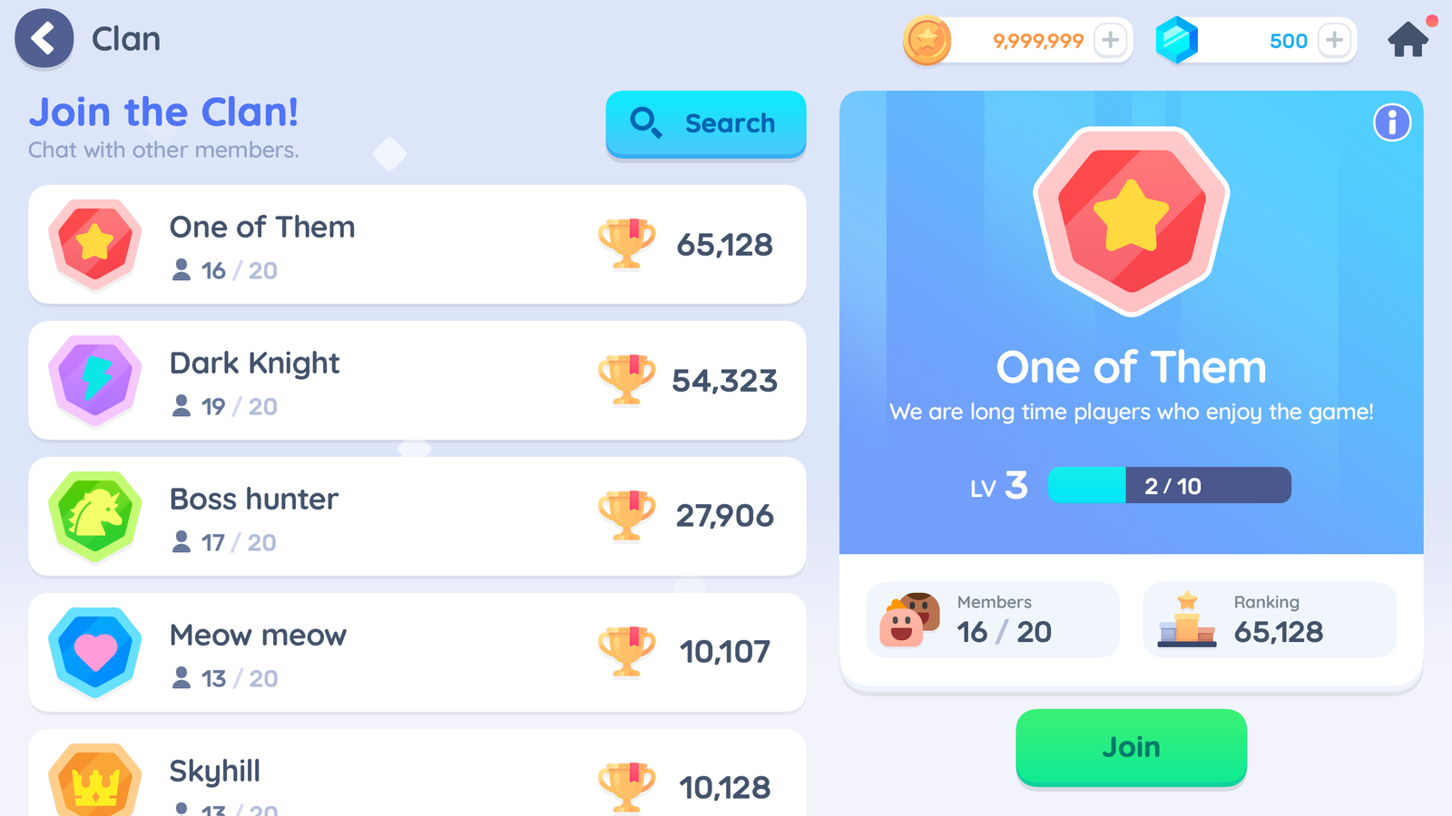 Simple casual GUI interface design by LAYERLAB Shop featuring Clan-themed graphics and clean layout on a transparent background.