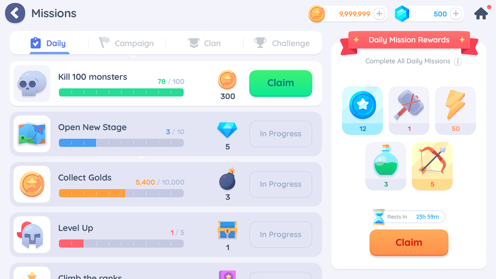 Simple casual GUI interface design by LAYERLAB Shop, featuring the Mission-themed layout with clean visuals and user-friendly elements.