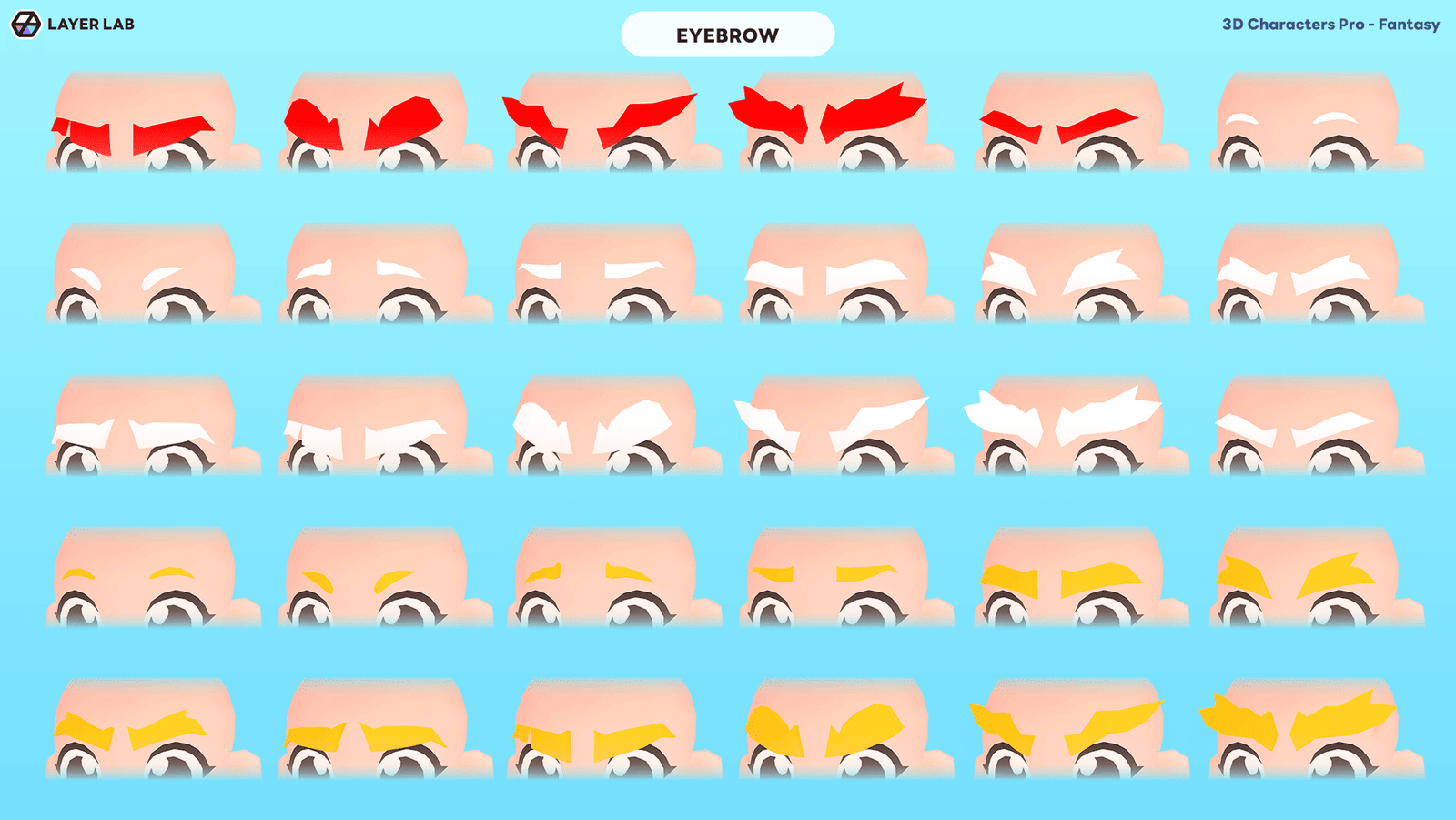 3D fantasy character with detailed brow features, from LAYERLAB Shop's 3D Characters Pro collection.
