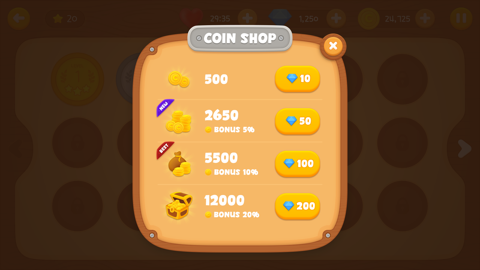 LAYERLAB Shop GUI wooden interface with coin icon on a digital screen, showcasing natural wood texture and modern design.