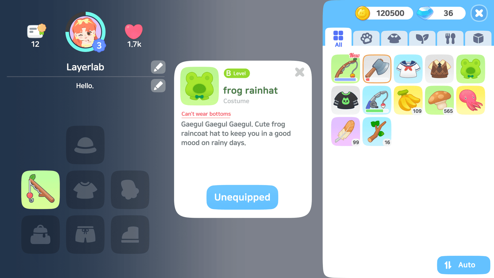 LayerLab Shop GUI Life Game interface showing equipment icons and layout in a colorful, detailed digital design.