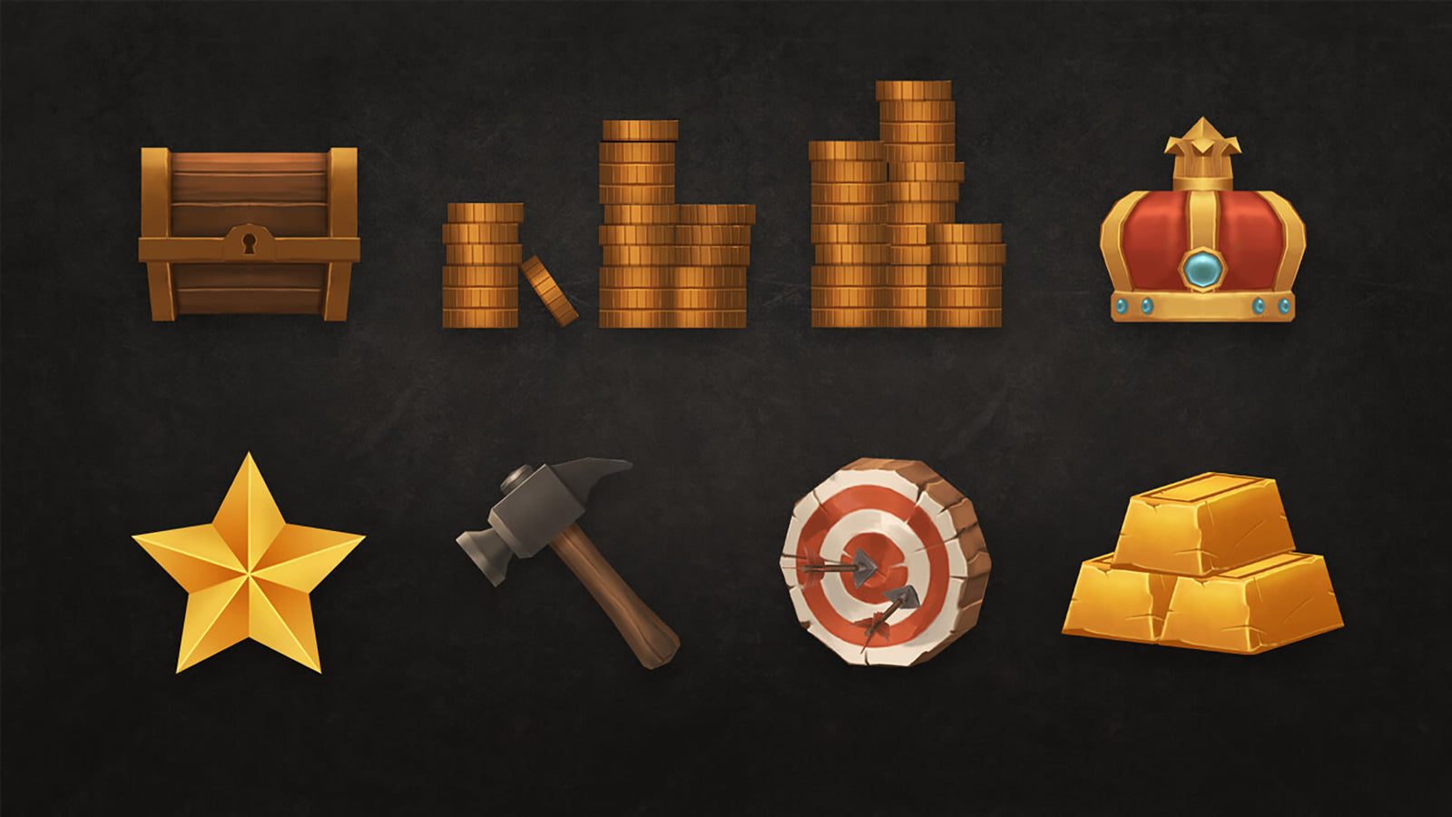 3D RPG icons from LAYERLAB Shop, featuring a variety of detailed fantasy-themed props and symbols for gaming and design.