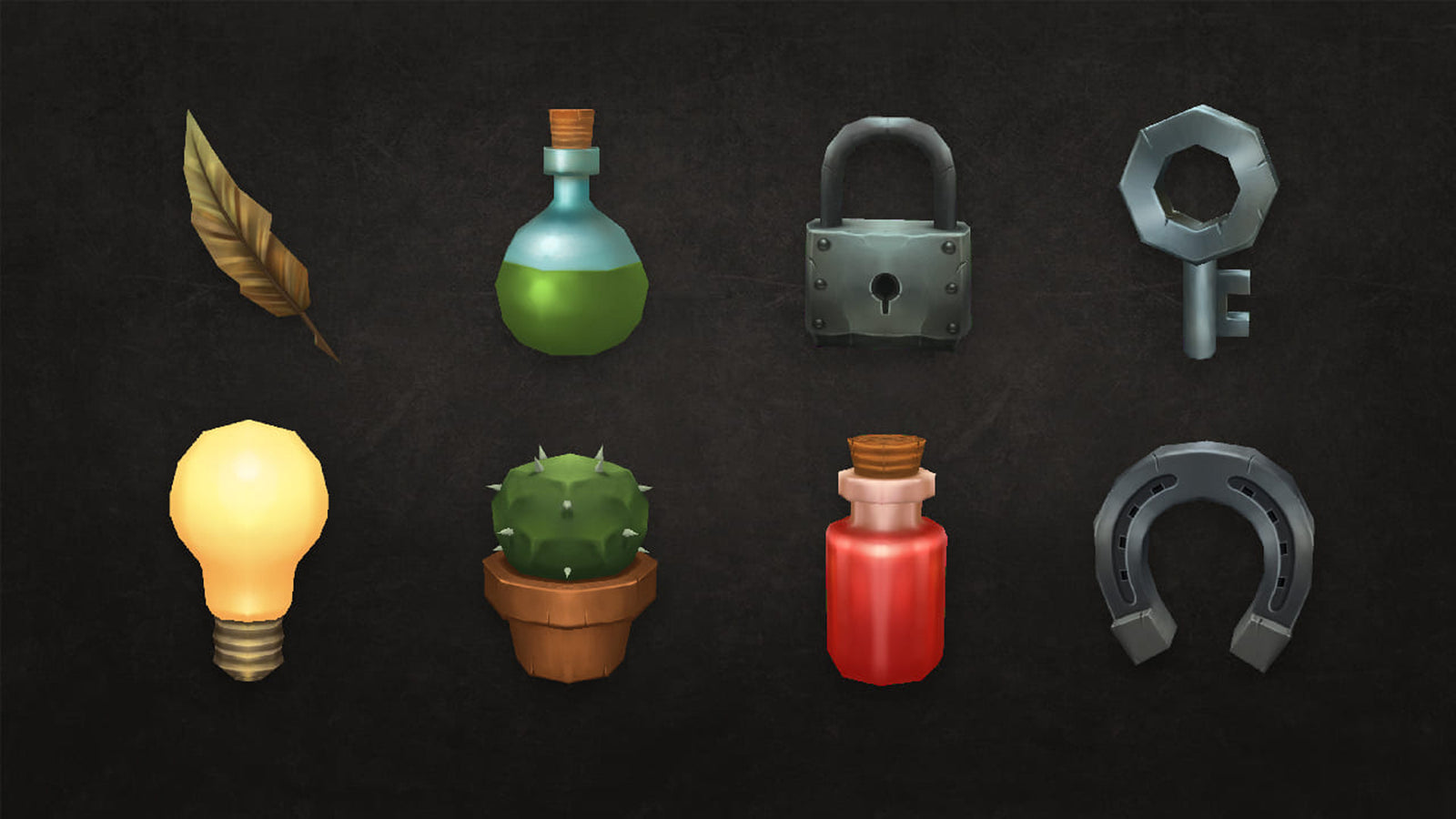 3D RPG icons set from LAYERLAB Shop featuring various fantasy-themed symbols displayed on a digital screen.