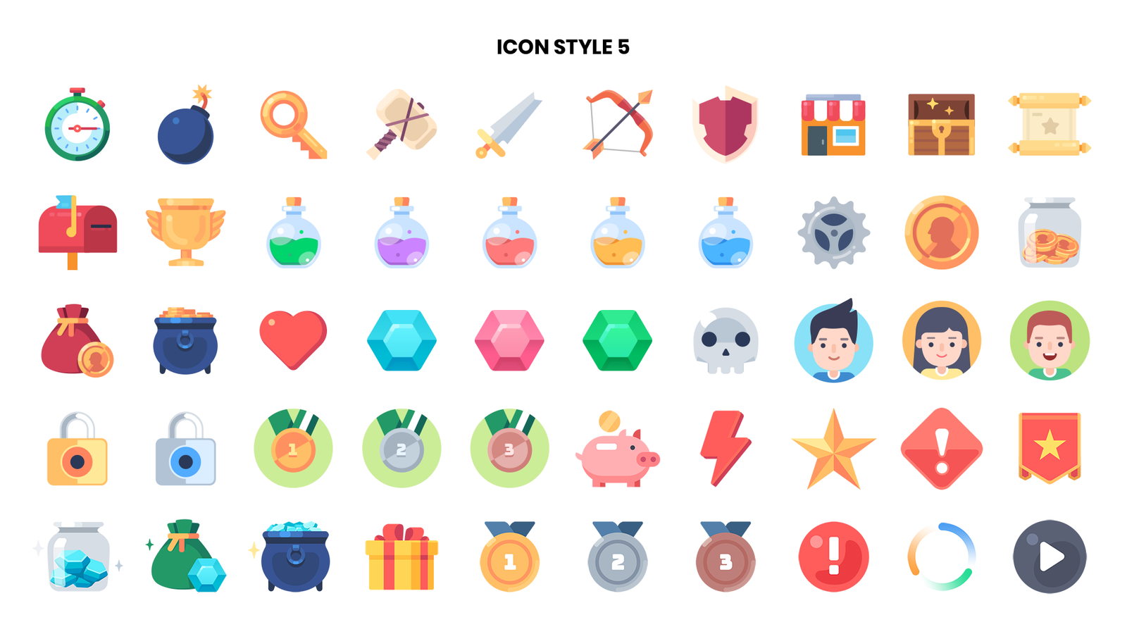 LayerLab Shop 2D icons total pack featuring various colorful, modern digital icons on a white background.