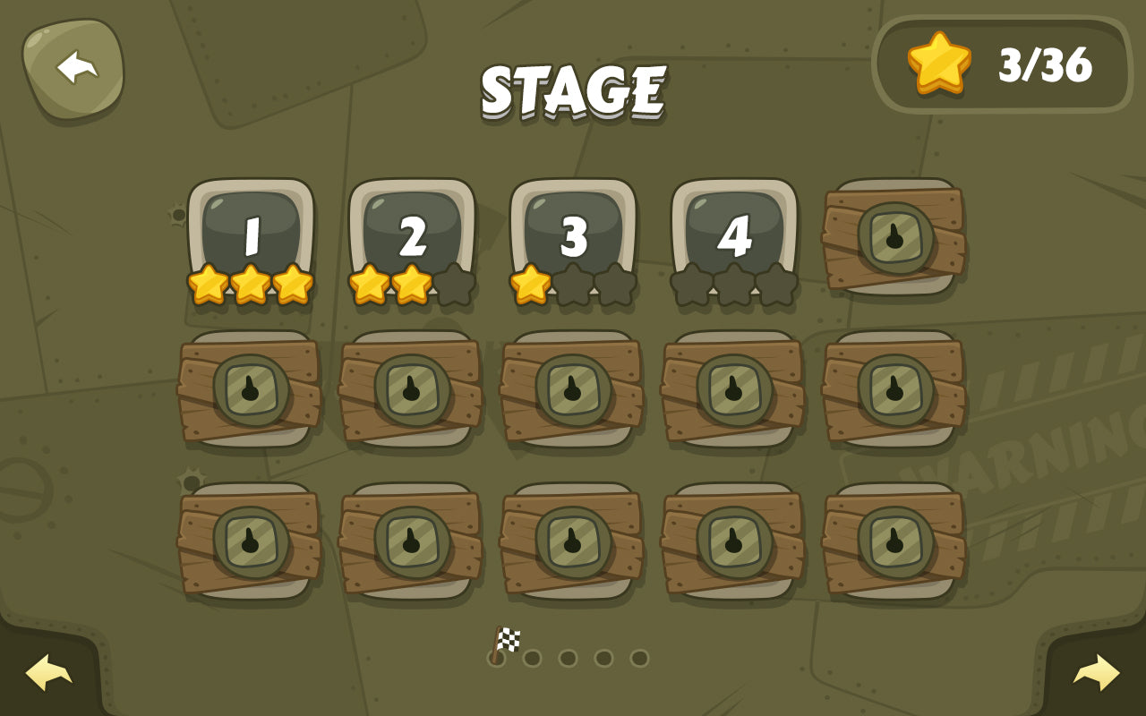 Cartoon military-themed interface by LAYERLAB Shop featuring stage design elements for GUI design.