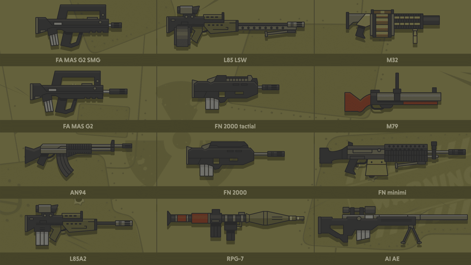 Layerlab Shop 2D military item icons featuring various military symbols and insignias in a clear, detailed digital illustration.