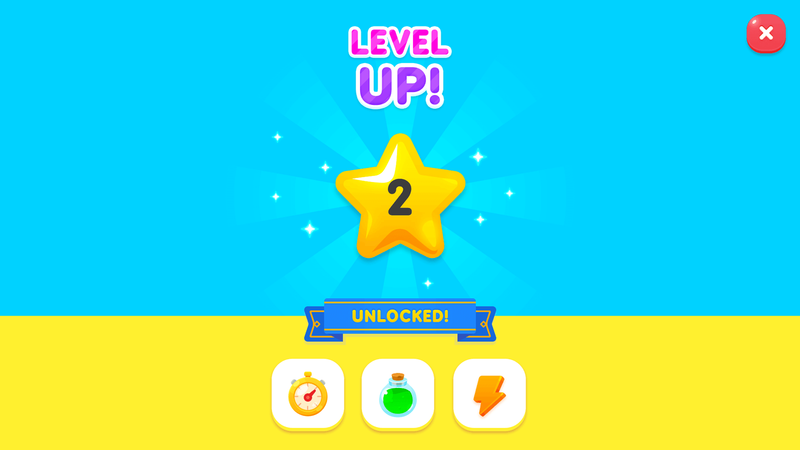 LayerLab Shop GUI interface featuring a vibrant yellow "Level Up" button with modern design elements.