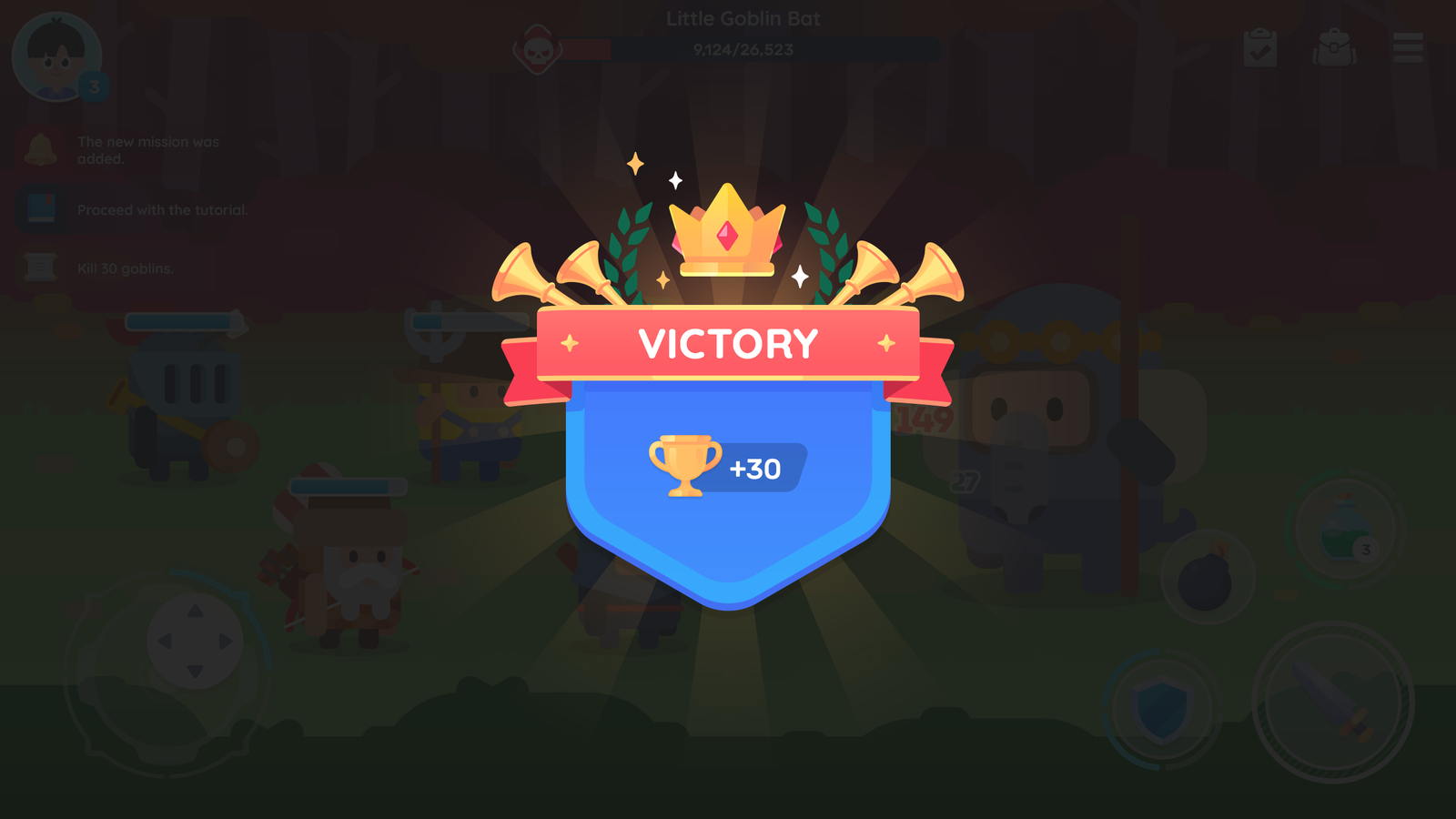 LayerLab GUI Pro simple casual interface showing victory screen with game elements and colorful graphics.