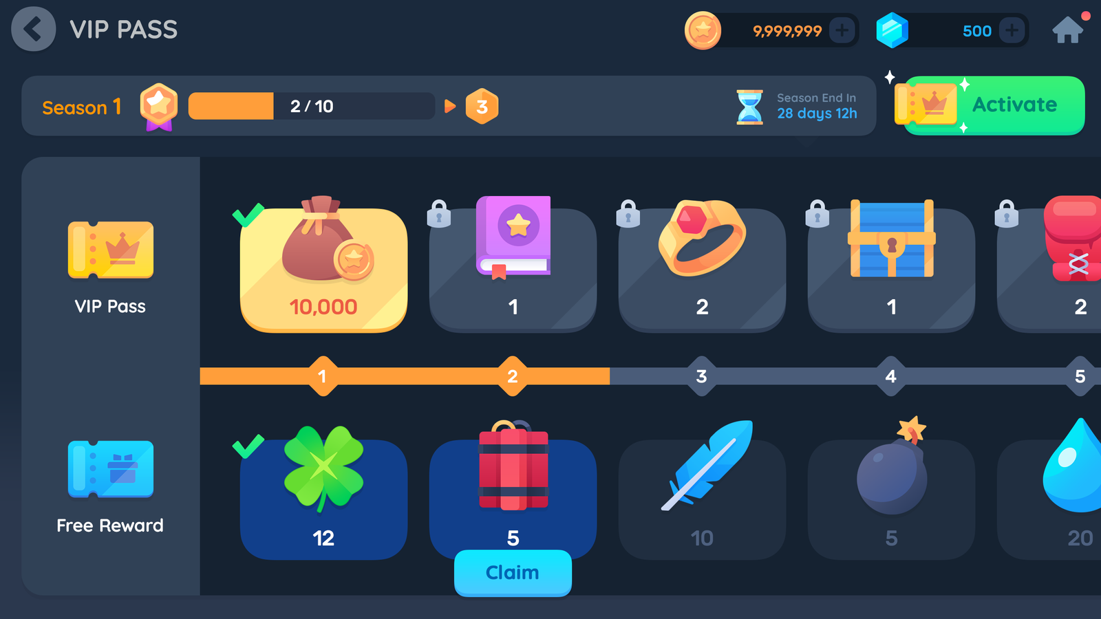 LayerLab GUI Pro simple casual interface design with seasonal pass graphic, featuring clean layout and modern style.