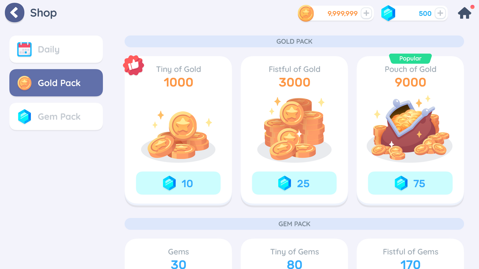 Simple casual GUI interface design by LAYERLAB Shop, featuring a gold-themed layout with clean, modern visuals.
