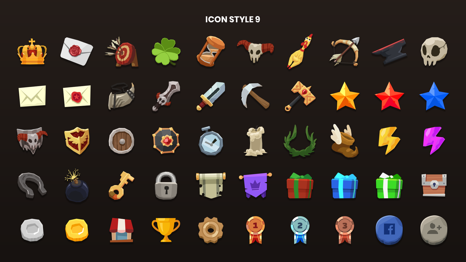 Set of 2D icons from LAYERLAB Shop, featuring various colorful digital design elements in a total pack.