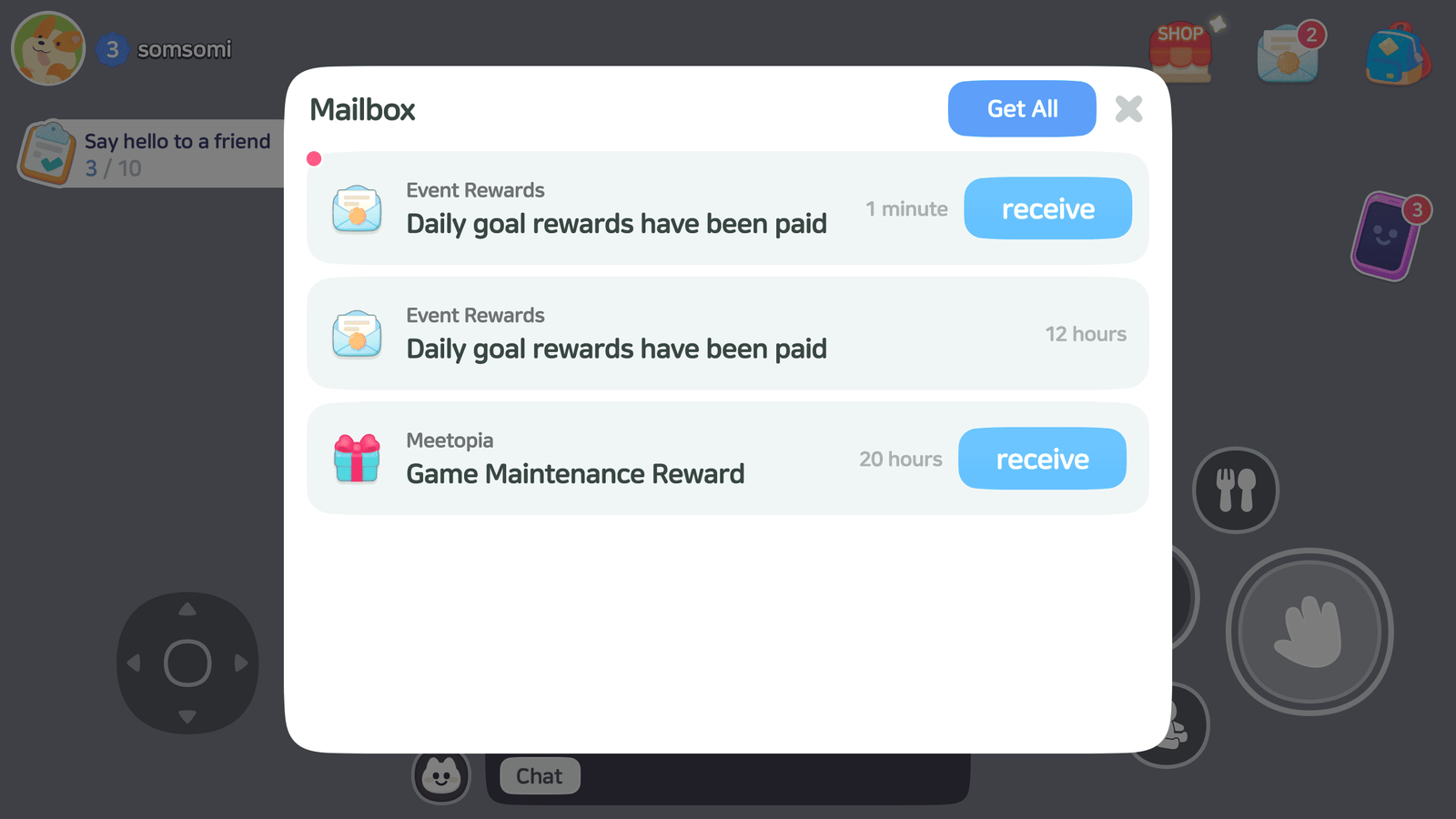 LayerLab Shop GUI life game interface featuring a mailbox design, with detailed visual elements and vibrant color scheme.