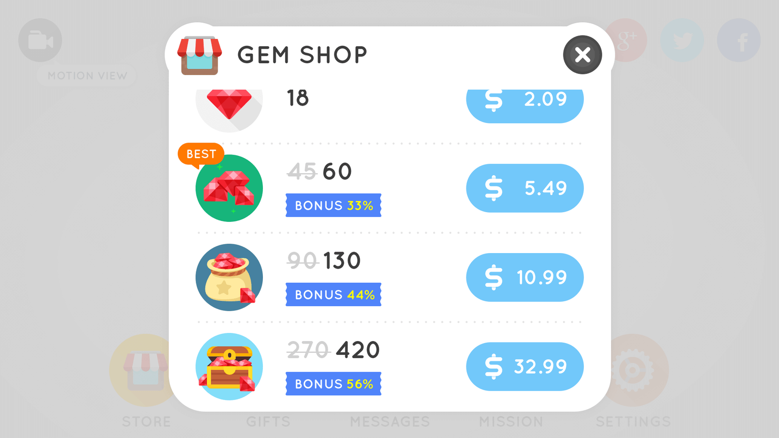 LAYERLAB Shop GUI simple round interface with a gem-shaped design on a dark background.