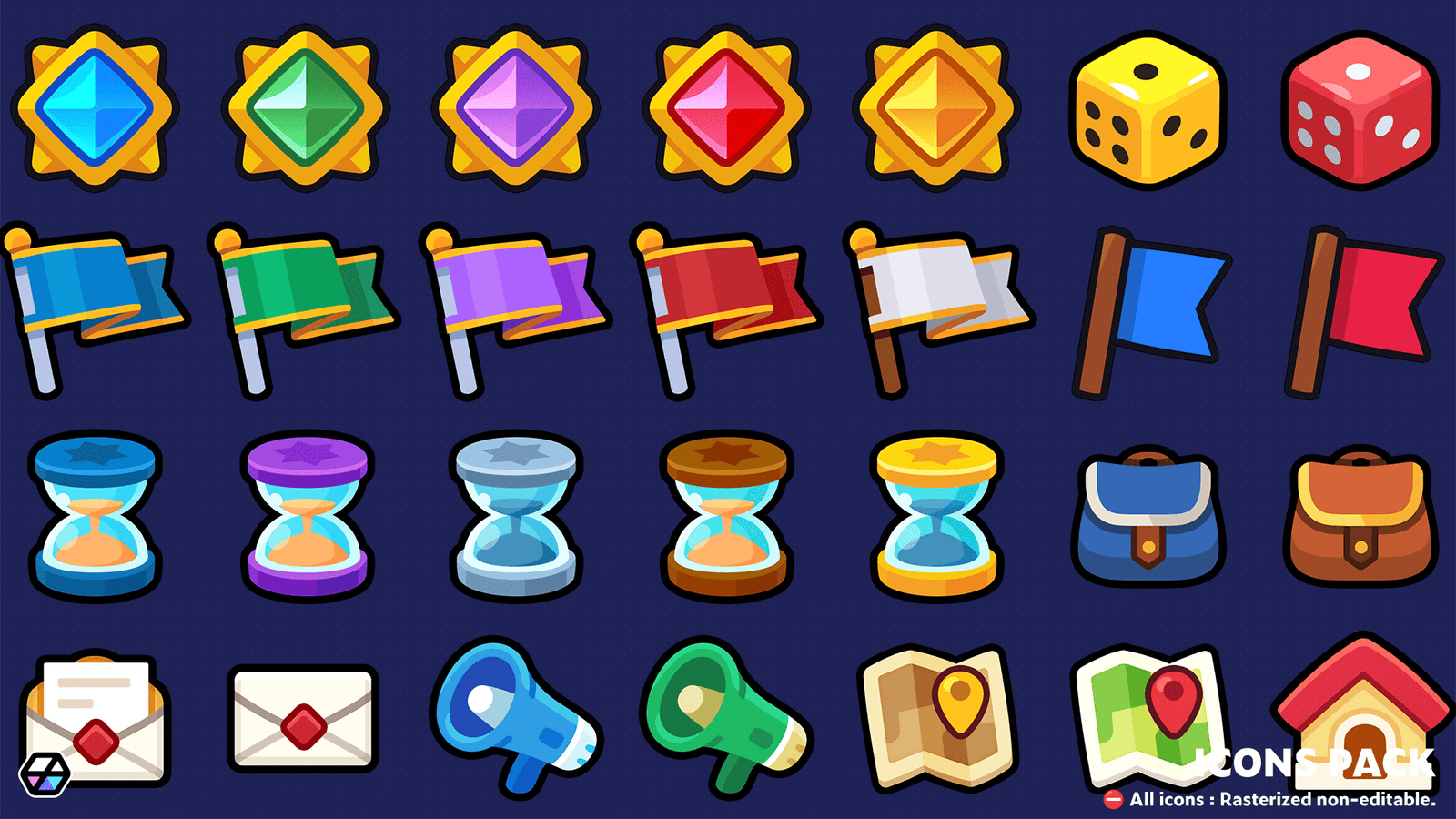 Casual game icon pack by LayerLab featuring UI and reward icons