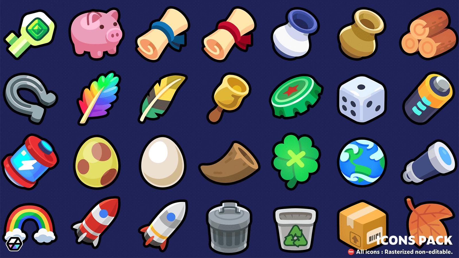 Casual game icon pack by LayerLab featuring consumable and stat icons