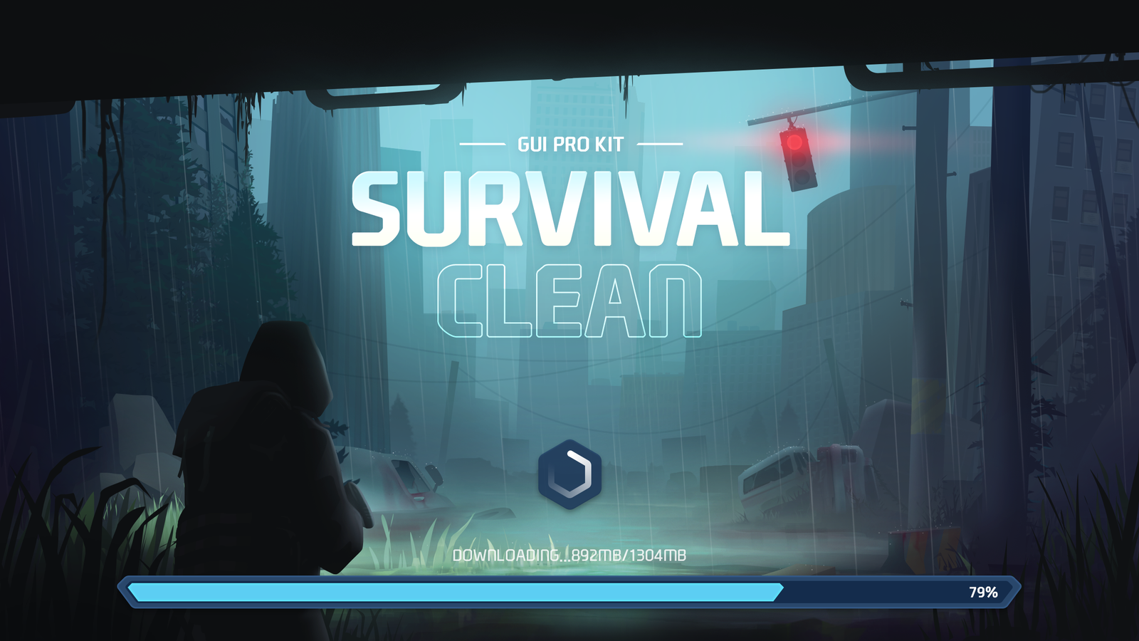 Loading screen for GUI Pro Survival Clean interface by LAYERLAB Shop, featuring sleek, modern design elements.