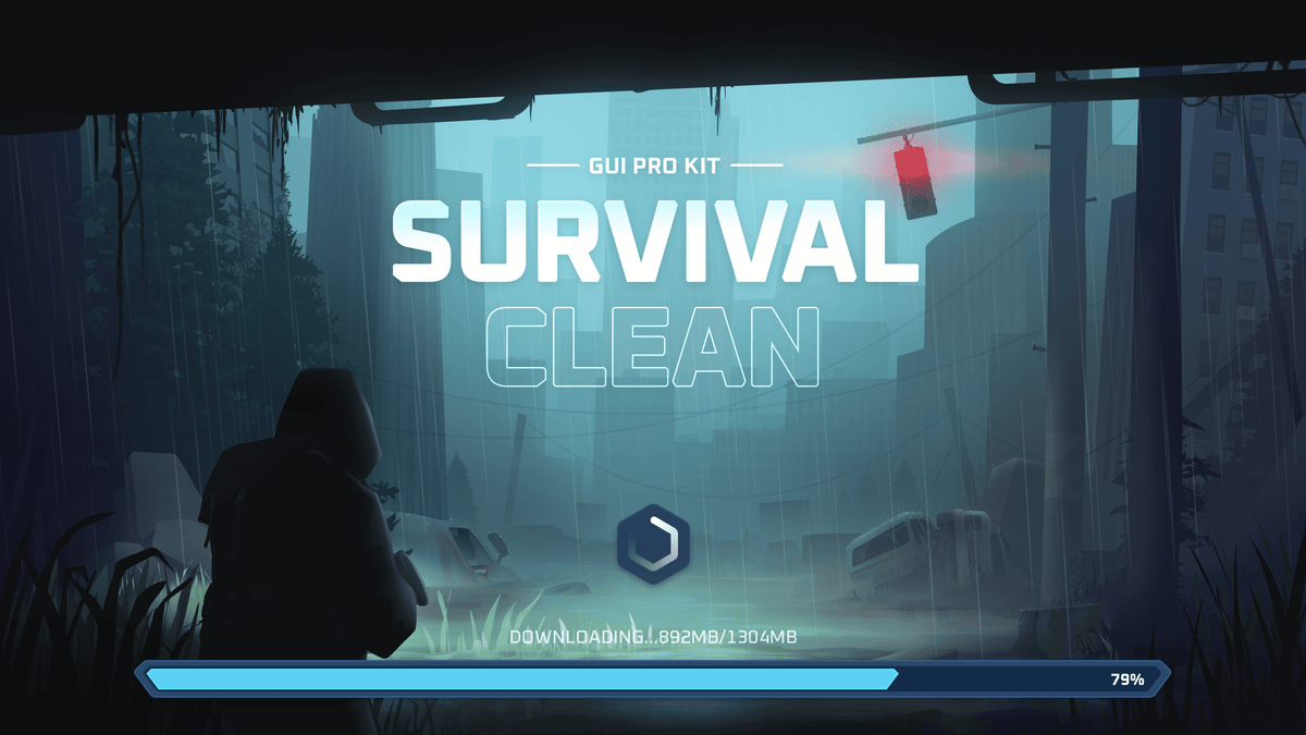 Loading screen for GUI Pro Survival Clean interface by LAYERLAB Shop, featuring sleek, modern design elements.