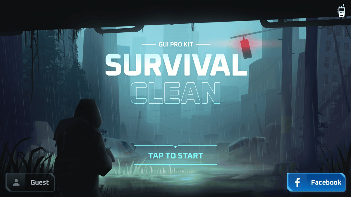GUI Pro Survival Clean interface by LAYERLAB Shop, showing a sleek digital design with icons and layout elements for user interaction.