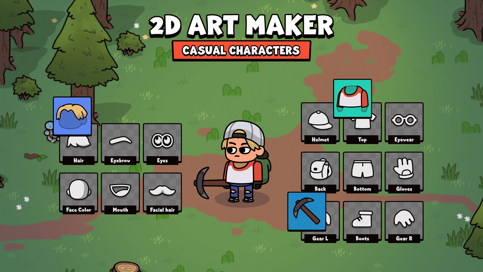 2D Art Maker Casual Character by LAYERLAB Shop, featuring a colorful animated character in a playful pose.
