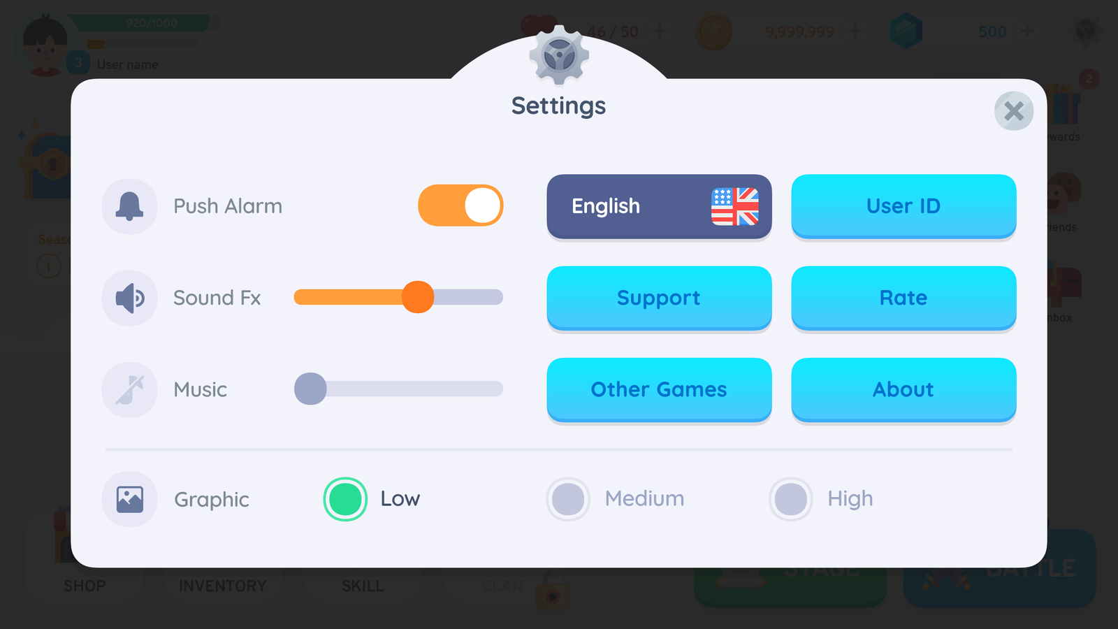 LayerLab Shop GUI Pro interface with simple casual design, featuring settings menu and customizable options in a clean, modern style.