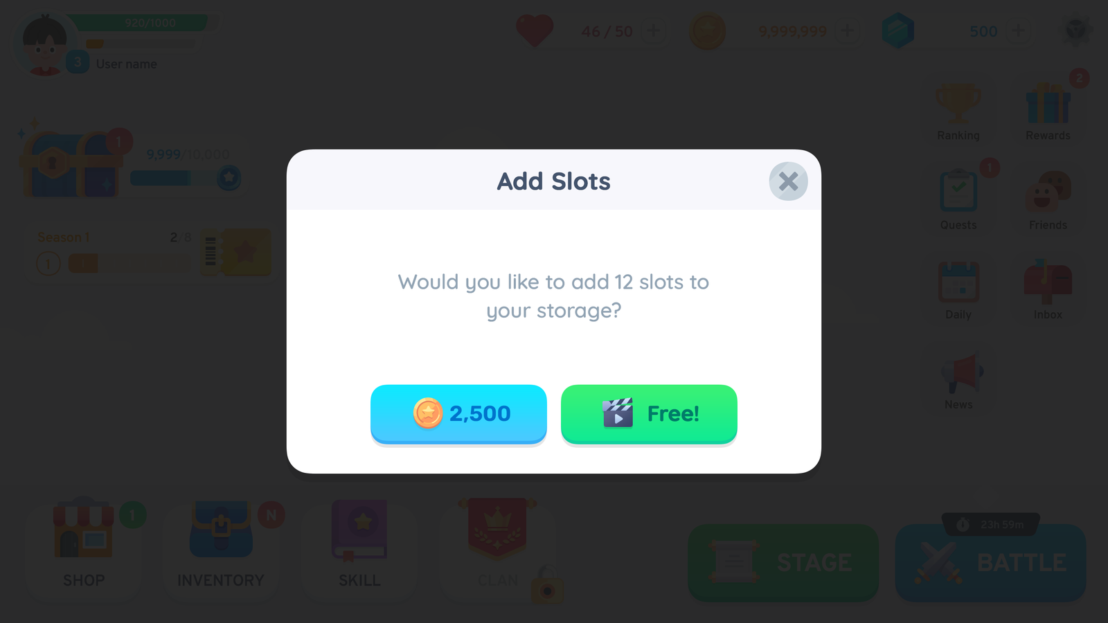 Simple casual GUI interface from LAYERLAB Shop with popup window and add slot button in a clean, modern design.