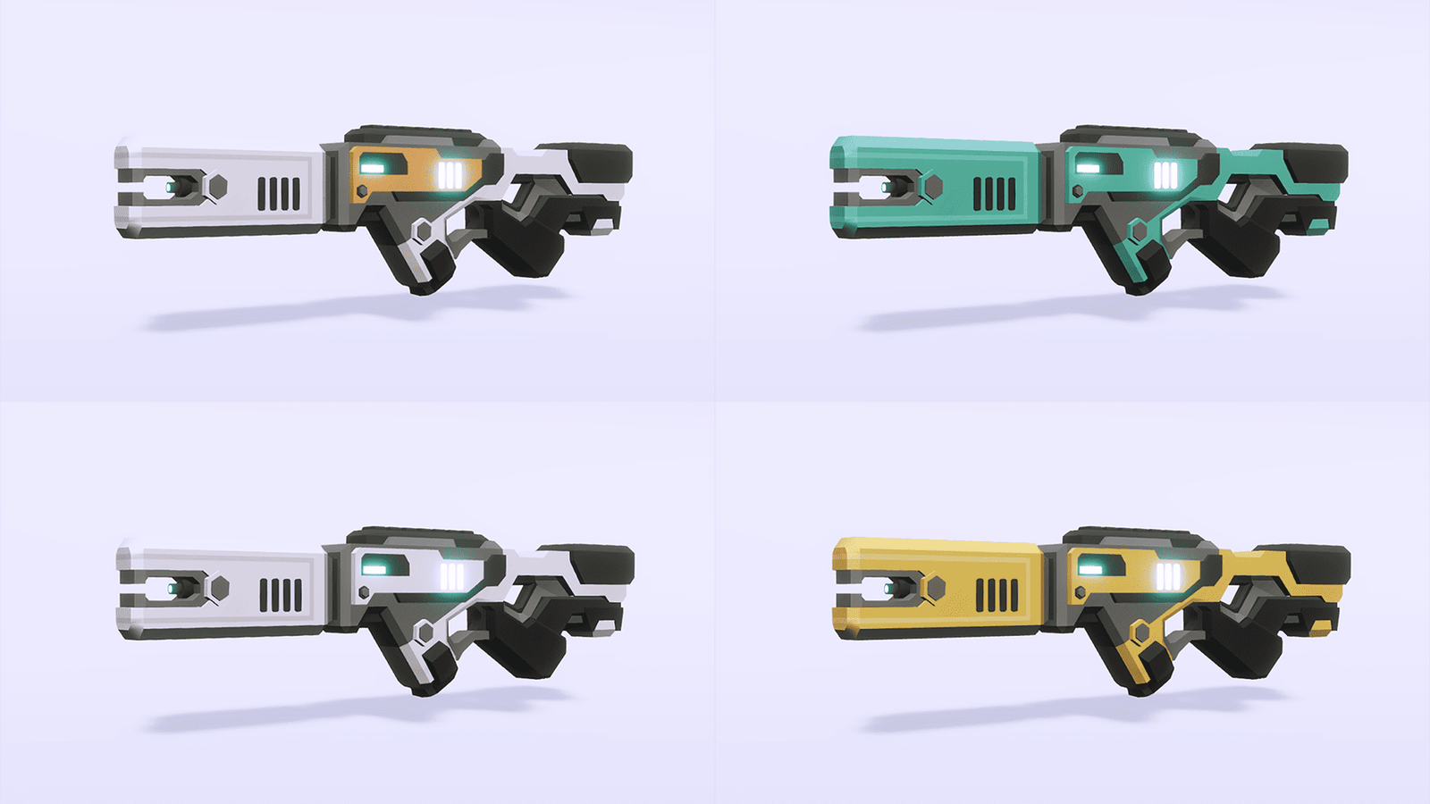 3D sci-fi gun prop from LAYERLAB Shop, detailed futuristic weapon with metallic and glowing elements for gaming or cosplay.