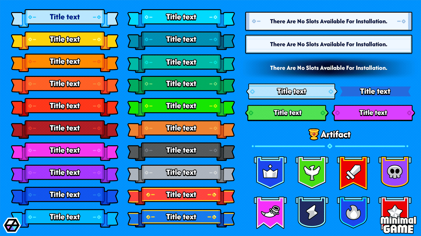 Minimal blue game interface design by LAYERLAB Shop, featuring sleek GUI elements and layered PSD files for game development.
