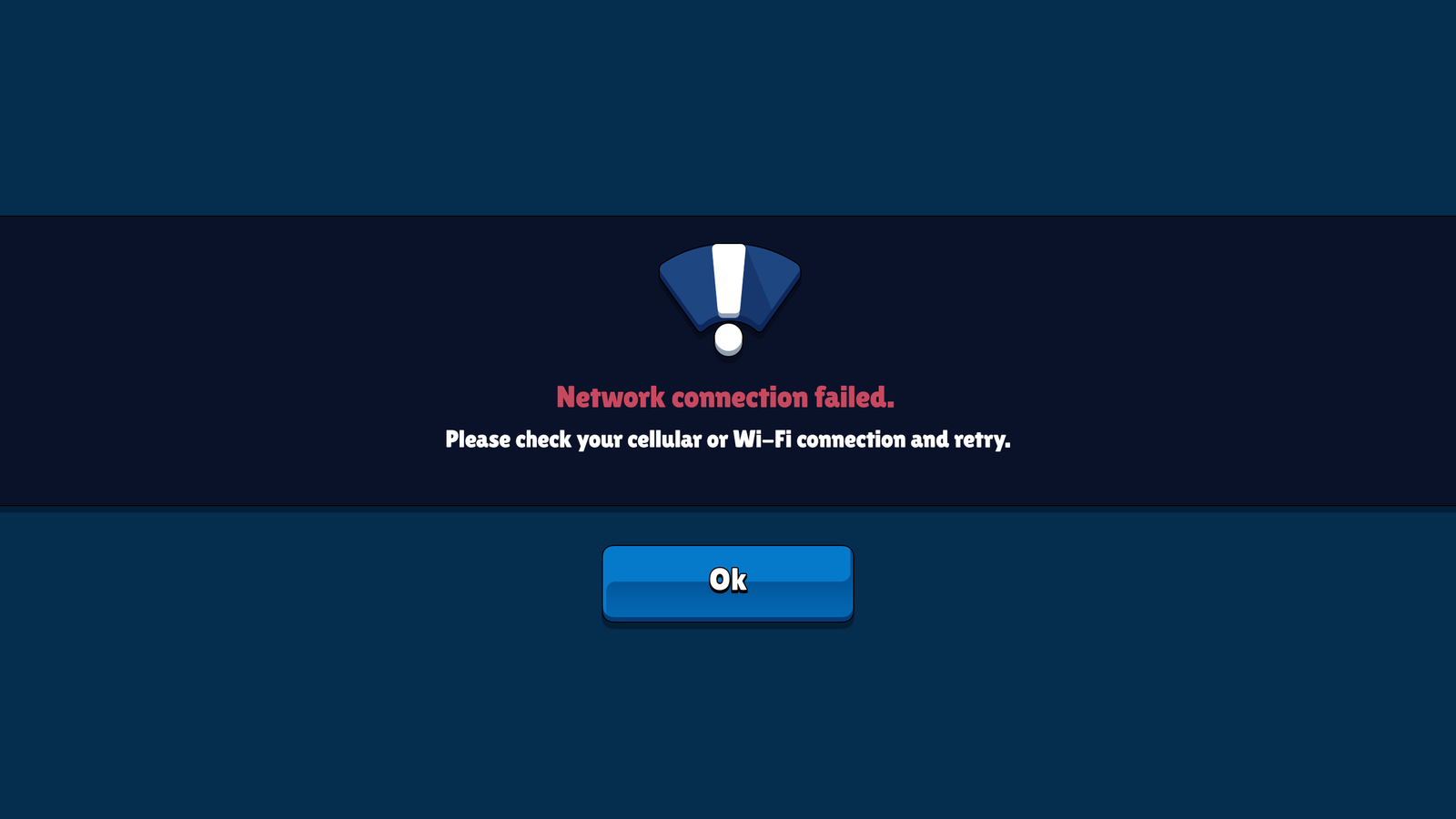 GUI Pro casual game interface screen showing a network error message in a digital design by 내 스토어.