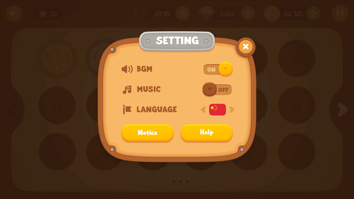 LayerLab Shop GUI wooden interface settings screen showing customizable options and controls in a sleek, modern design.
