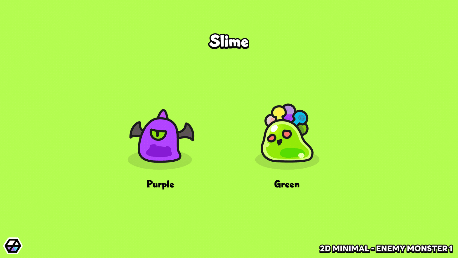 2D minimal enemy monster sprite – simple cartoon monster character for mobile and casual games