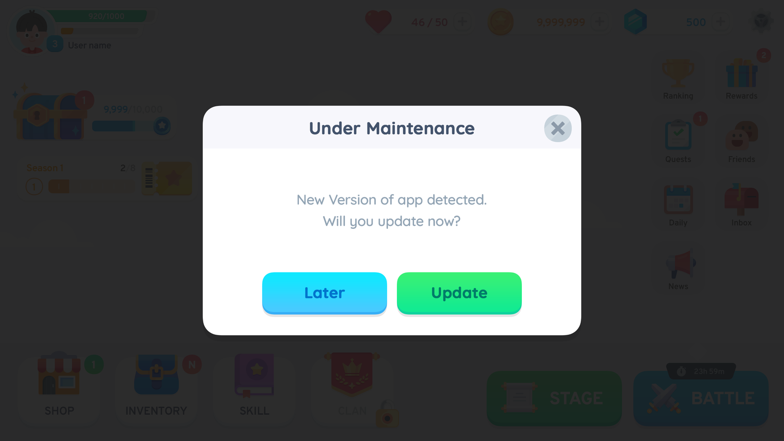LayerLab Shop GUI Pro simple casual interface design shown in the popup update image with clean, modern layout and user-friendly elements.