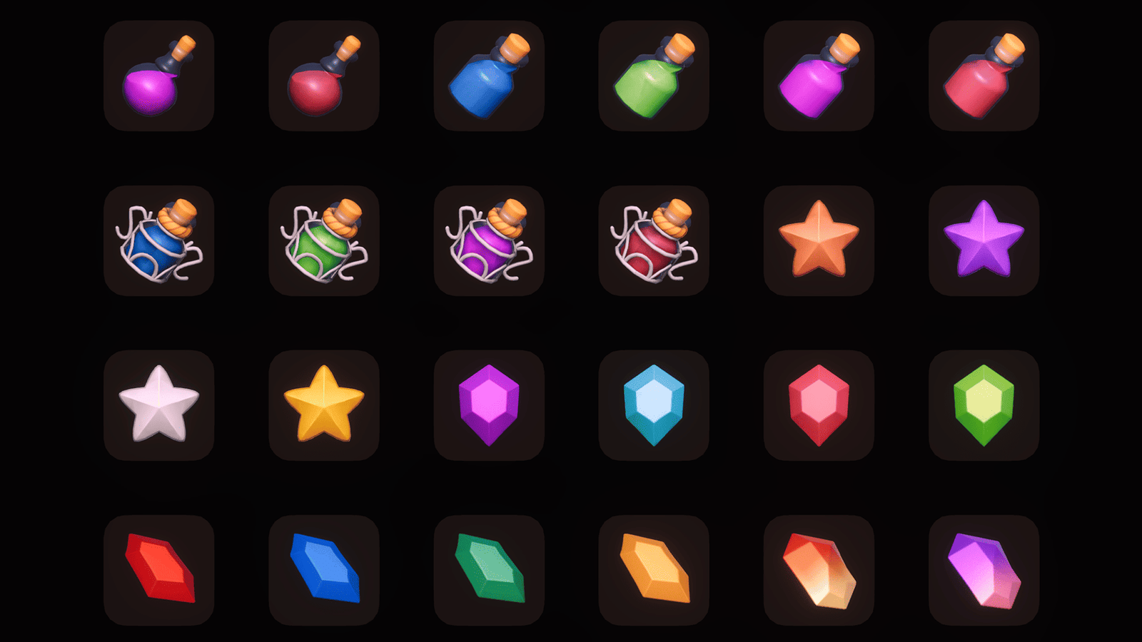 3D game icons set by LAYERLAB Shop featuring colorful, stylized symbols for gaming and digital interfaces.