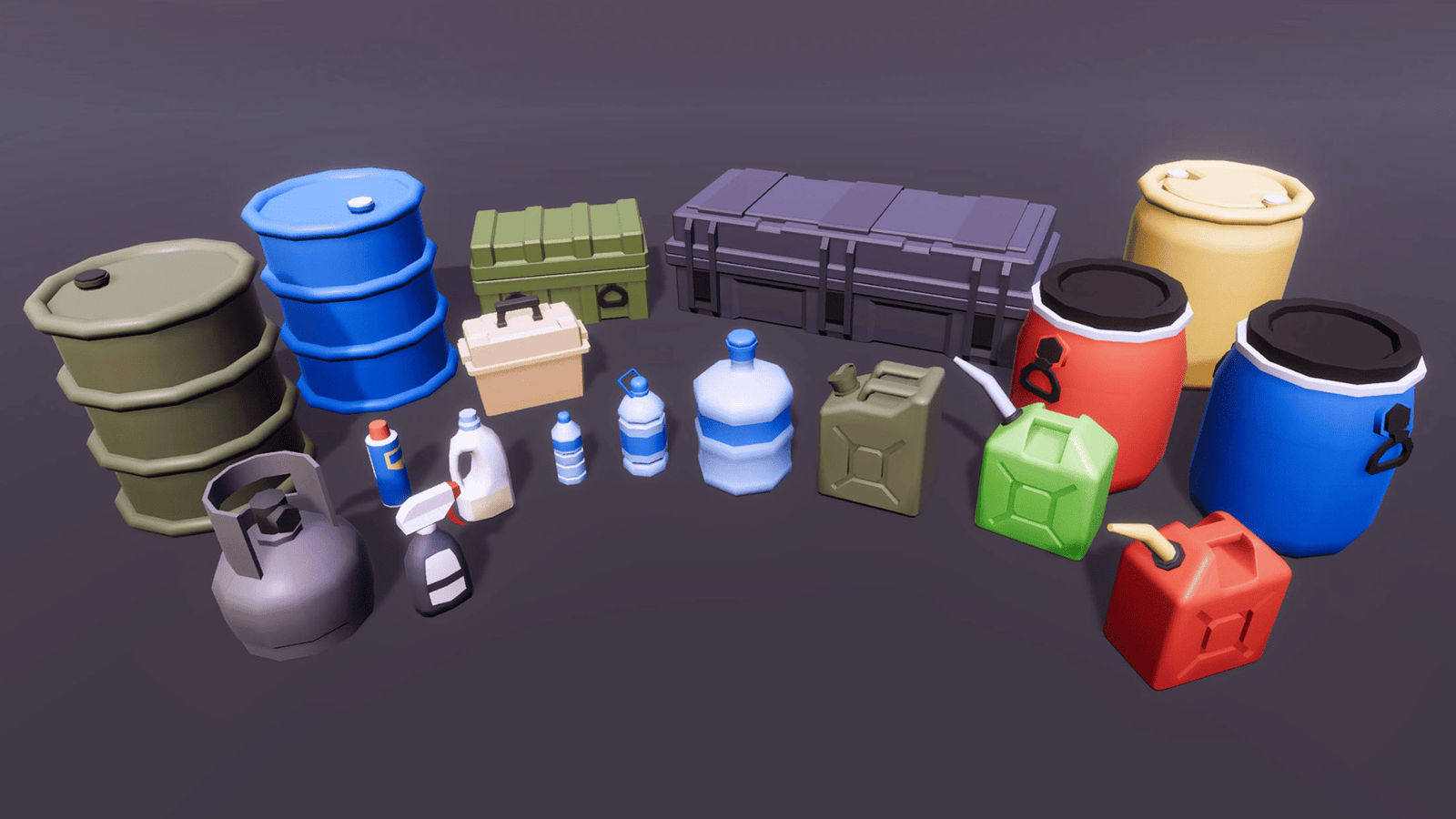 3D Casual Survival props by LAYERLAB Shop, featuring detailed survival gear and accessories in a realistic 3D design.