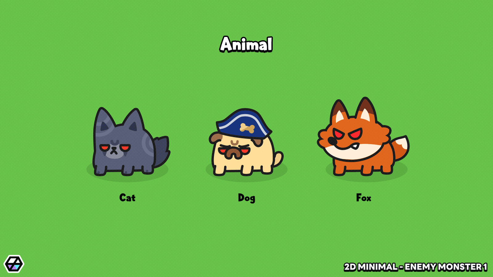 2D minimal enemy monster sprite – simple cartoon monster character for mobile and casual games