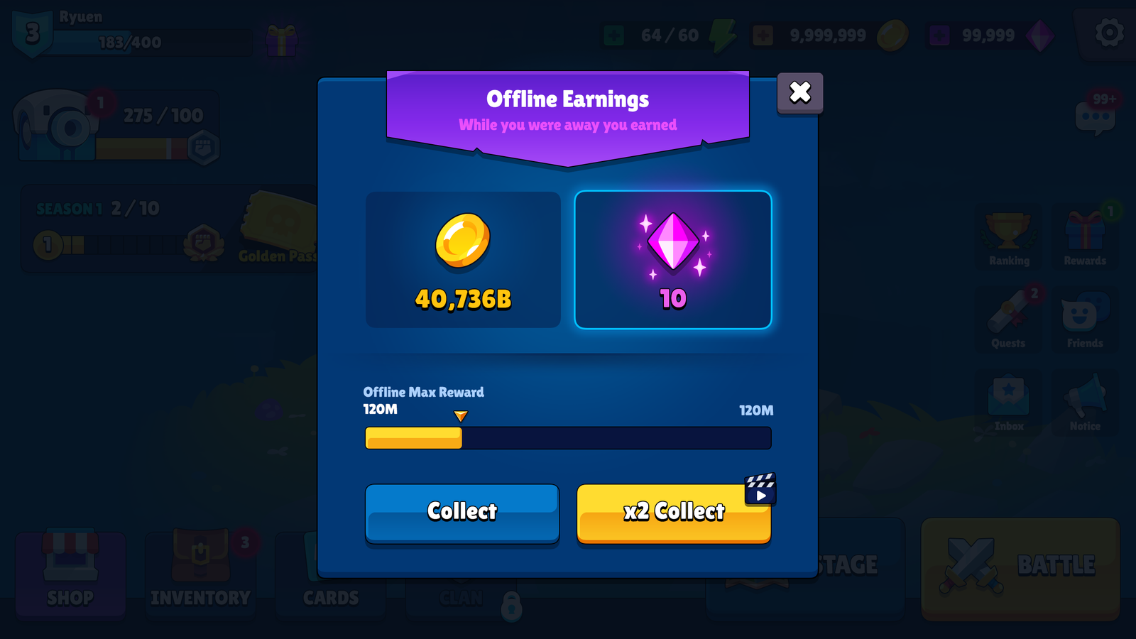 Screenshot of GUI Pro casual game interface design in PSD format, featuring offline game menu and user interface elements.